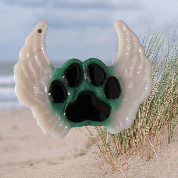 Hand Crafted Other - Handmade custom loss of a pet memorial dog cat paw wings pendant magnet gift